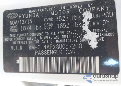 2016 Hyundai Accent Se from USA, damaged, VIN KMHCT4AEXGU057200